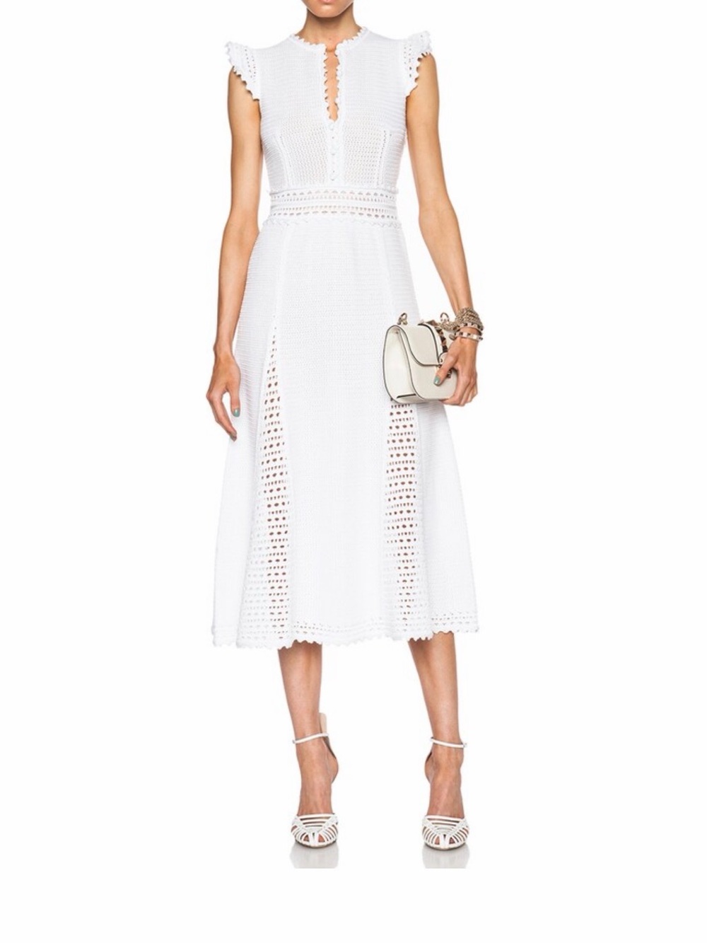 RED Valentino White Eyelet Midi Dress
